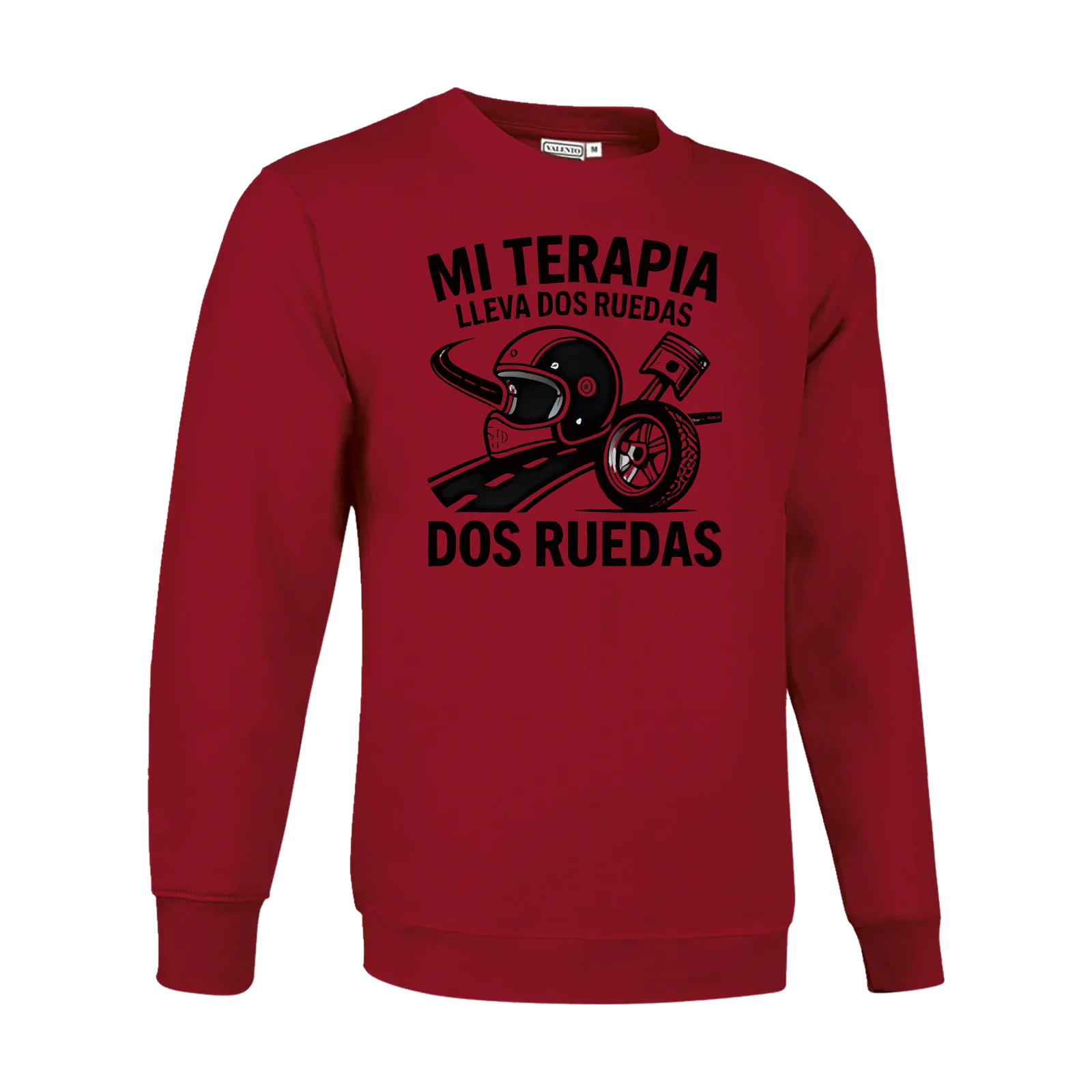 Sudadera «Mi terapia lleva dos ruedas» en rojo